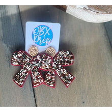 Christmas Bow Beaded Dangle Earrings - OBX Prep