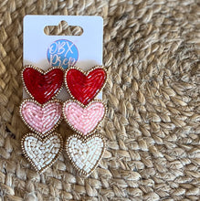 Triple Hearts Seed Bead Dangle Earrings – Sweet and Stylish! 💖✨