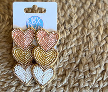 Triple Hearts Seed Bead Dangle Earrings – Sweet and Stylish! 💖✨