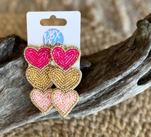 Triple Hearts Seed Bead Dangle Earrings – Sweet and Stylish! 💖✨