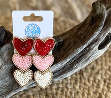 Triple Hearts Seed Bead Dangle Earrings – Sweet and Stylish! 💖✨