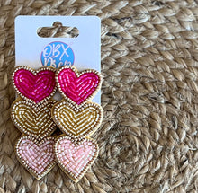 Triple Hearts Seed Bead Dangle Earrings – Sweet and Stylish! 💖✨