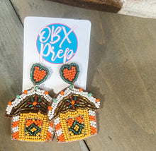 Gingerbread House Seed Beaded Dangle Earrings