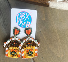 Gingerbread House Seed Beaded Dangle Earrings