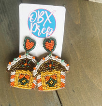 Gingerbread House Seed Beaded Dangle Earrings