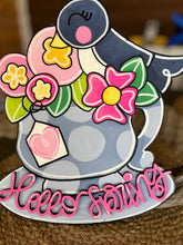 Bluebird Teacup Door Hanger – Hand Painted Floral Teacup Sign – OBX Handmade Spring Door Decor