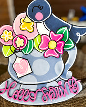 Bluebird Teacup Door Hanger – Hand Painted Floral Teacup Sign – OBX Handmade Spring Door Decor