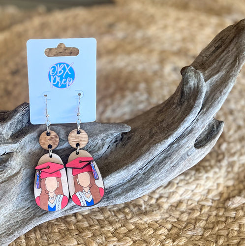 Custom Graduation Hand Painted Wood Dangle Earrings