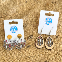 Lighthouse Acrylic Hoop Earrings | Coastal Dangle Earrings with Gold Stud