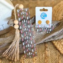 Lighthouse Acrylic Hoop Earrings | Coastal Dangle Earrings with Gold Stud