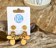 ✝️✨ Hand-Painted Wooden Cross Earrings with Gold Stud Topper ✨✝️