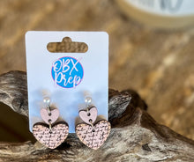 💖🌸 Preppy Pink Hand-Painted Wooden Heart Earrings 🌸💖