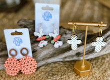 ✝️✨ Distressed White Polka Dot Cross Earrings – Gold Hoop ✨✝️