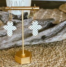 ✝️✨ Distressed White Polka Dot Cross Earrings – Gold Hoop ✨✝️