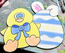 Whimsical Easter Chick Door Hanger – Hand Painted Spring Sign – Handmade in the OBX