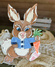 Hand-Painted Birch Wood Spring Vintage Rabbit Door Hanger