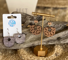Mocha Geometric Hoop Dangle Earrings – Hand Painted & Engraved.