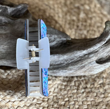 🌴 Purple & Blue Palm Tree Leather Hair Claw – Handmade in the Outer Banks.
