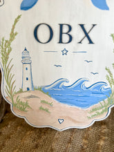Hand Painted OBX Coastal Scalloped Shelf Sitter | Outer Banks Lighthouse Beach Decor
