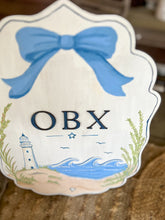 Hand Painted OBX Coastal Scalloped Shelf Sitter | Outer Banks Lighthouse Beach Decor