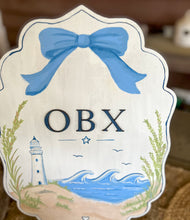 Hand Painted OBX Coastal Scalloped Shelf Sitter | Outer Banks Lighthouse Beach Decor