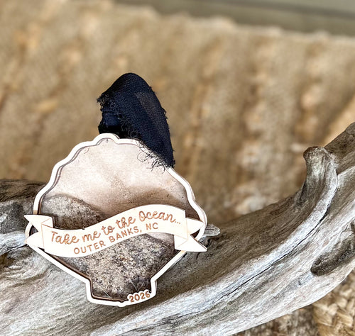 Personalized Beach Sand Ornament | Outer Banks Shell Keepsake | Custom Beach Vacation Memory Ornament | Coastal Christmas Ornament | Car Charm