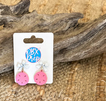 Pink Sand Dollar Earrings | Coastal Earrings with White Bow Studs | Beach Jewelry | Preppy Coastal Earrings | Coastal Garden Collection
