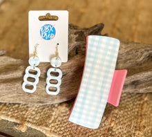 Blue Gingham Bubble Hoop Earrings | Coastal Garden Collection