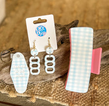 Blue Gingham Bubble Hoop Earrings | Coastal Garden Collection
