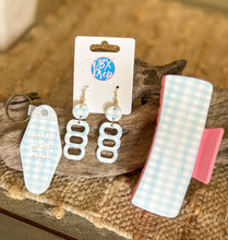 Blue Gingham Bubble Hoop Earrings | Coastal Garden Collection