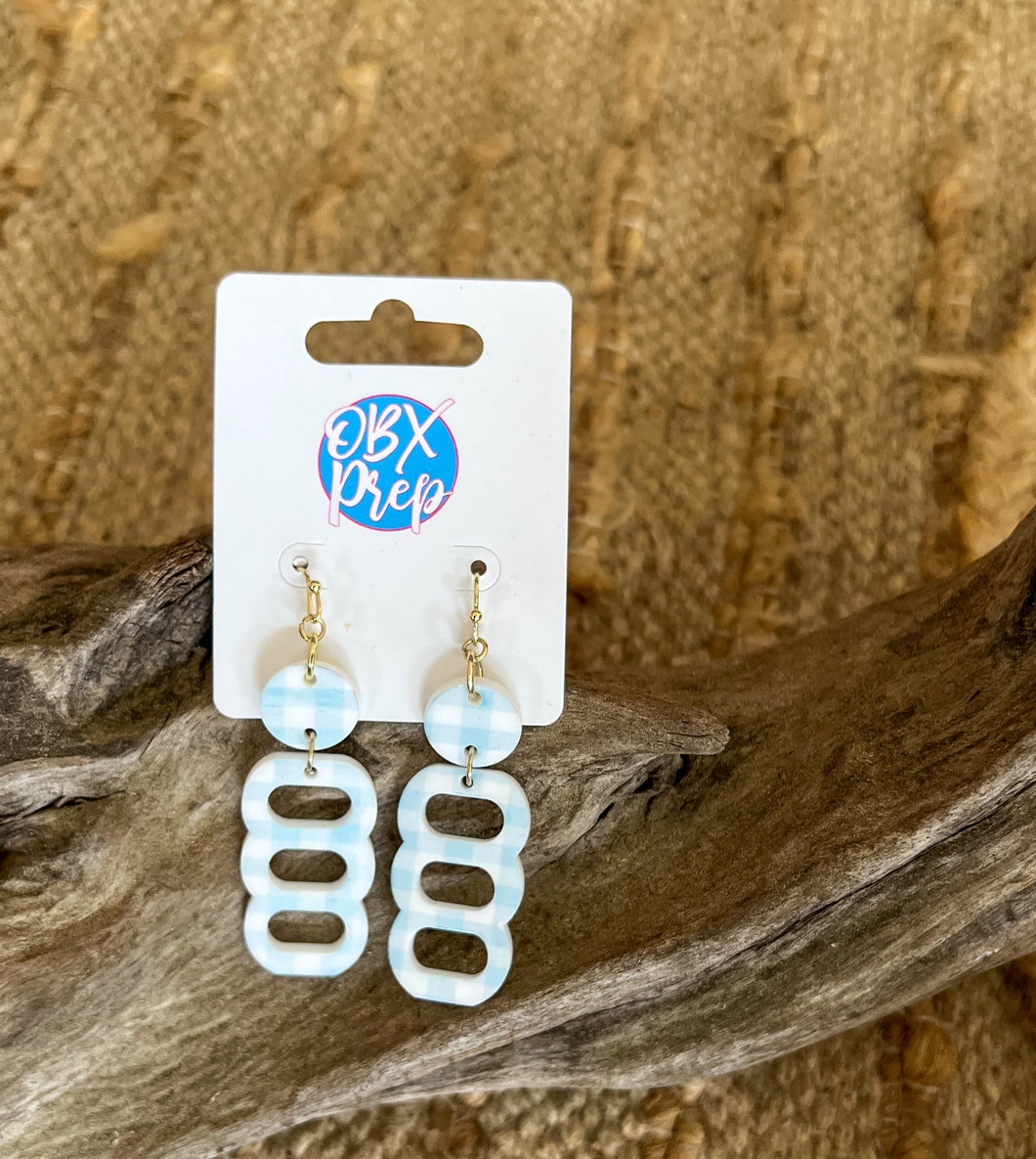 Blue Gingham Bubble Hoop Earrings | Coastal Garden Collection