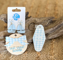 Coastal Sailboat Earrings | Light Blue Acrylic Dangle Earrings with White Bow Studs | Preppy Coastal Jewelry | Nautical Summer Accessories