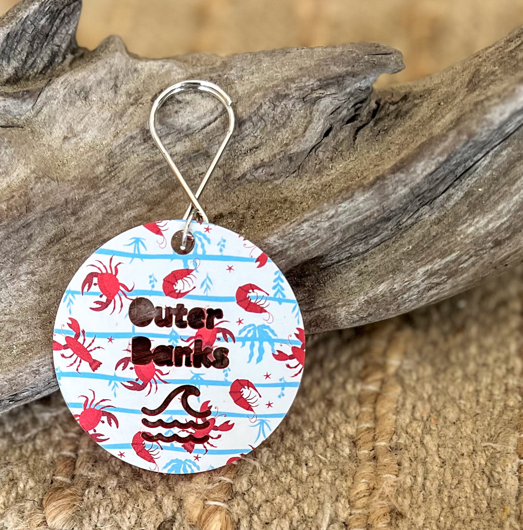 Personalized Coastal Critters Acrylic Keychain | Lobster, Shrimp & Crab Bag Tag | Your Favorite Beach Keepsake