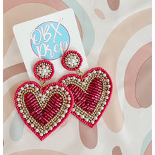 Seed Beaded Heart Drop Earrings Valentine's Day Earrings - Restocking - OBX Prep