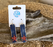 Coastal Starfish Dangle Earrings – Navy & Coral Wood.