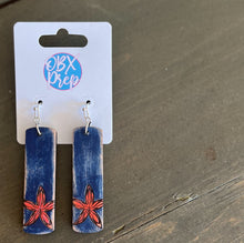 Coastal Starfish Dangle Earrings – Navy & Coral Wood.