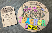 Custom Teacher Gift Sign & Post-it Note Holder Set – Personalized Wildflowers – End of Year Teacher Appreciation Gift – OBX Handmade