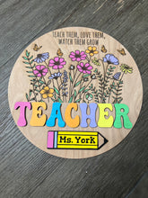 Custom Teacher Gift Sign & Post-it Note Holder Set – Personalized Wildflowers – End of Year Teacher Appreciation Gift – OBX Handmade