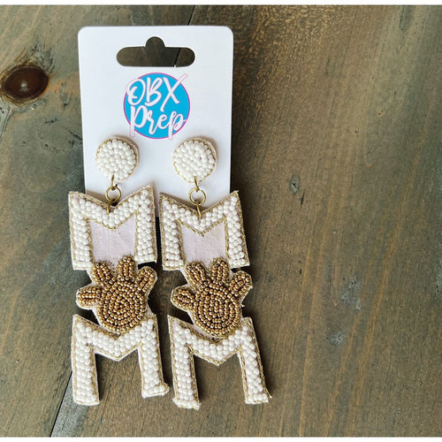 Dog Mom Paw Seed Beaded Drop Earrings - OBX Prep