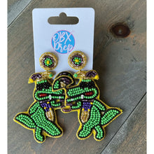 Mardi Gras Alligator Seed Bead Drop Earrings - OBX Prep