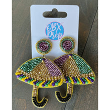 Mardi Gras Umbrella Seed Bead Drop Earrings - OBX Prep