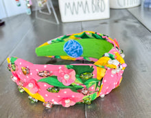 Julie Lemons and Floral Pink Pearl and Seed Beaded Top Knot Headband