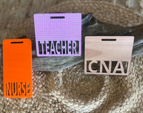 Custom Badge Buddy – Personalized Acrylic or Wood ID Tag