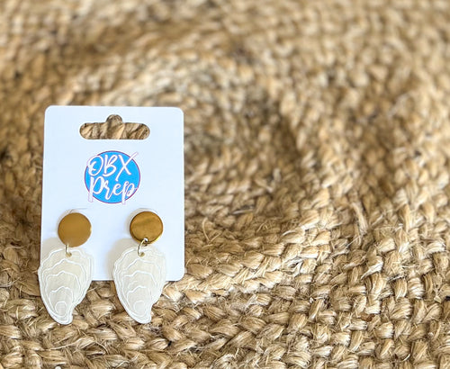 Pearl Oyster Shell Earrings | Coastal Pearl Acrylic Earrings | Summer Statement Earrings | Beach Wedding Jewelry | OBX Prep