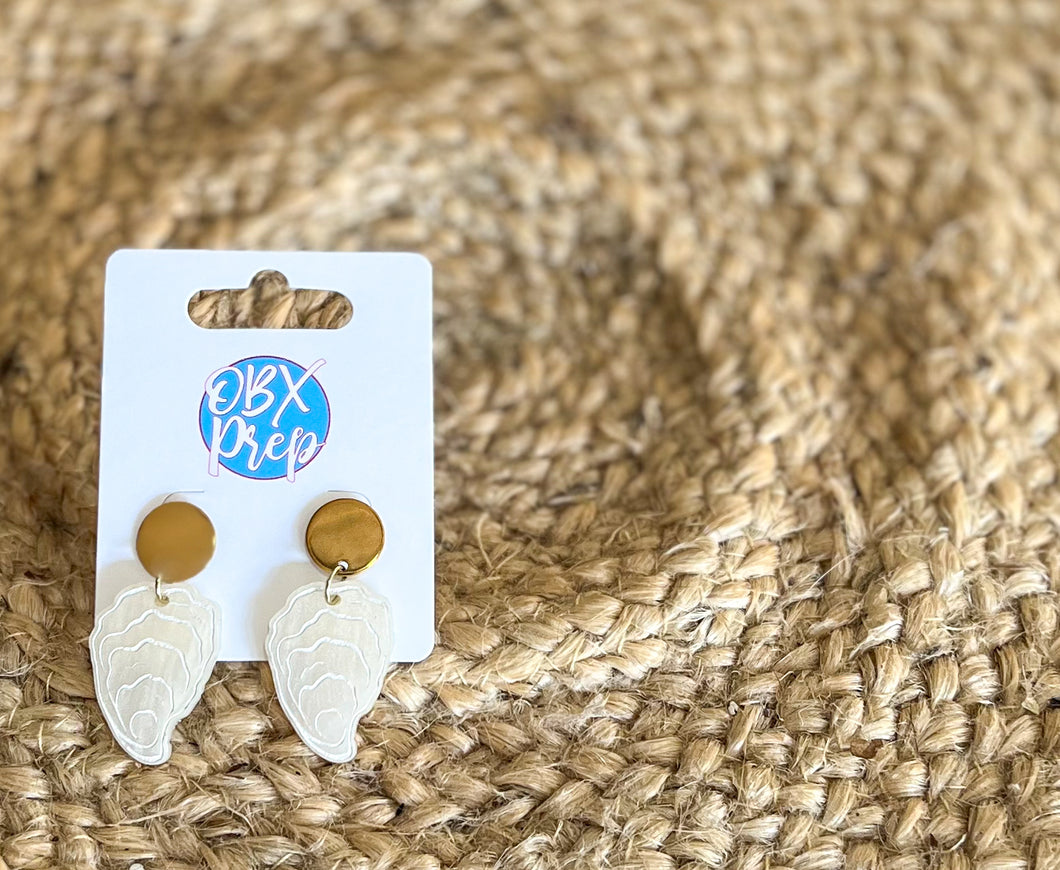 Pearl Oyster Shell Earrings | Coastal Pearl Acrylic Earrings | Summer Statement Earrings | Beach Wedding Jewelry | OBX Prep