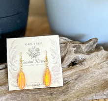 Coastal Harvest Glow Teardrop Earrings | Iridescent Coral Shell Dangle Earrings