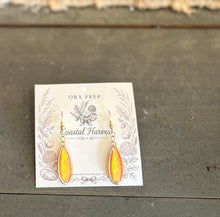 Coastal Harvest Glow Teardrop Earrings | Iridescent Coral Shell Dangle Earrings