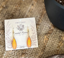 Coastal Harvest Glow Teardrop Earrings | Iridescent Coral Shell Dangle Earrings