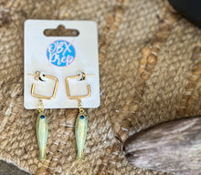 Pearlescent Fish Earrings | Gold Square Huggie Hoop Earrings | Coastal Fish Dangle Earrings | Beach Jewelry | Outer Banks Gift