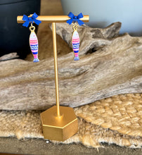 Patriotic Fish Bow Earrings | Enamel Coastal Earrings | Stars, Stripes & Summer Nights